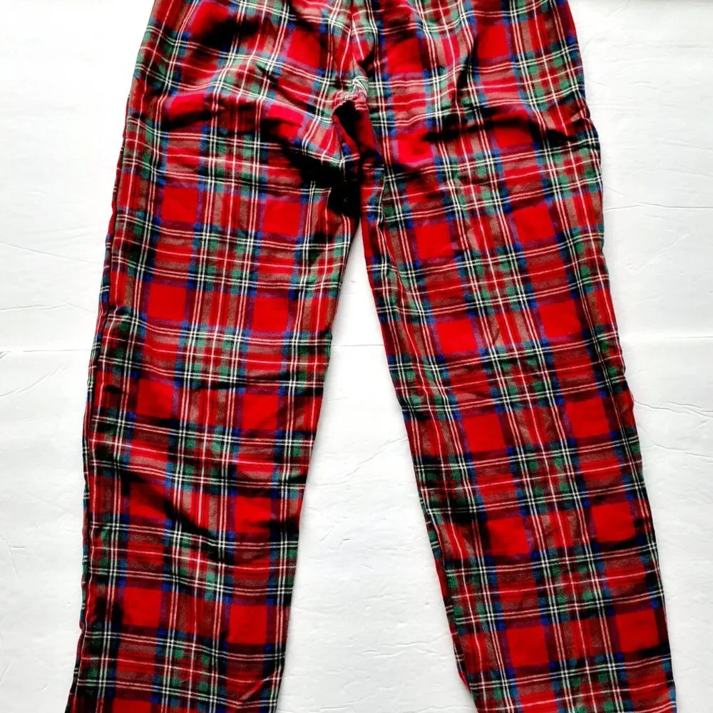 Kids Christmas Pajamas 2 Piece Set Red Plaid Shirt Pants Large 10-12 New